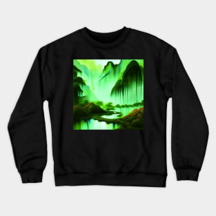 Digital Painting Scene Of a Greenery Outside And Beautiful Landscape, Amazing Nature Crewneck Sweatshirt